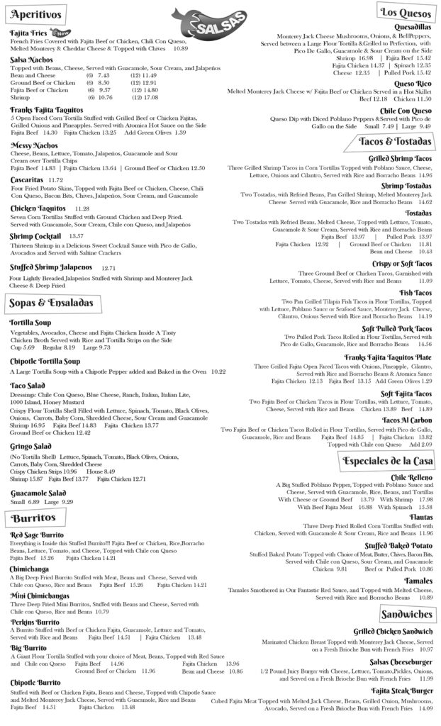 Menu – Salsas Mexican Restaurant